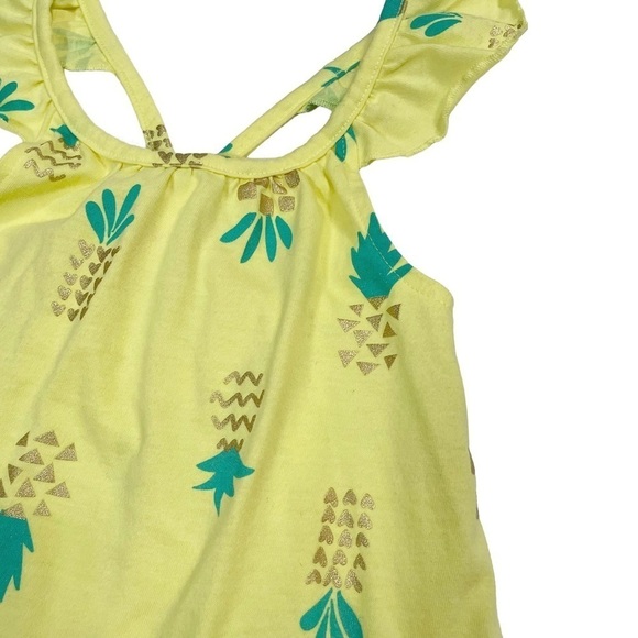 CAT & Jack Pineapple Print Tank Top Ruffle Straps Yellow Toddler Girl 2T - Picture 2 of 5